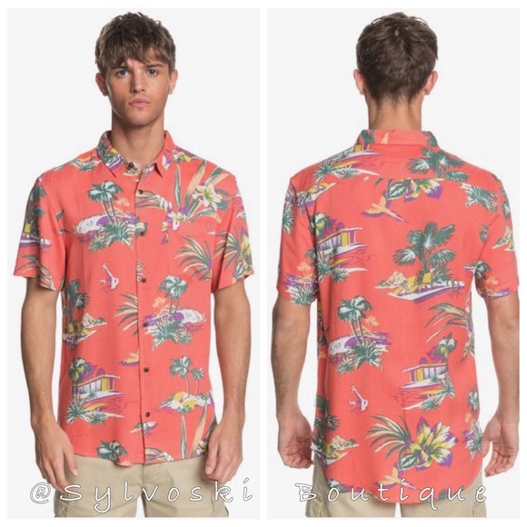 🌴Quiksilver Vacancy - Short Sleeve Shirt for Men NWT - Picture 3 of 8